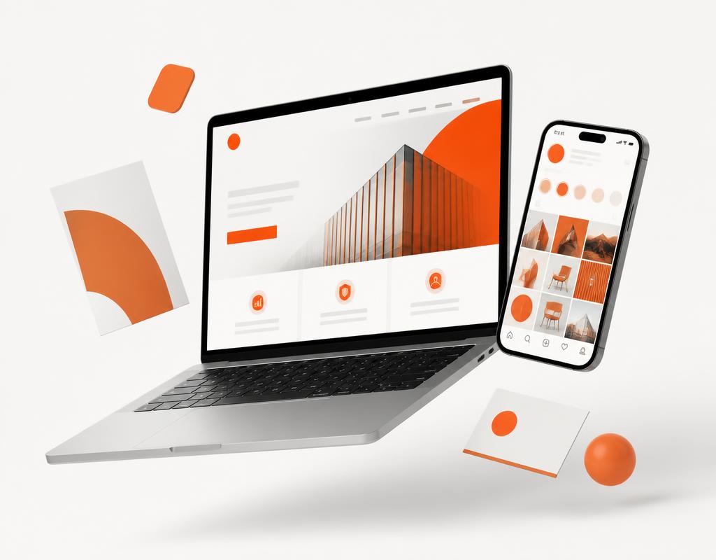 Peças de design e telas de site criadas pela Kokria Digital